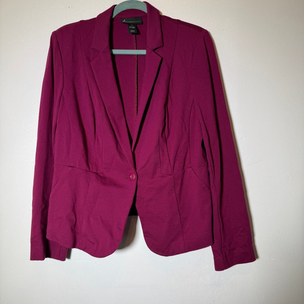 Lane Bryant Blazer Womens 14 Magenta Single Button Ponte Knit Stretch